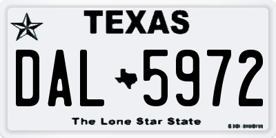 TX license plate DAL5972