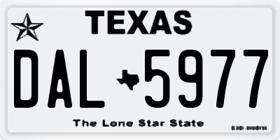 TX license plate DAL5977