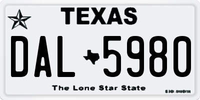 TX license plate DAL5980