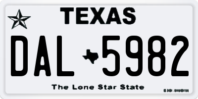 TX license plate DAL5982