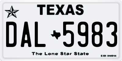 TX license plate DAL5983