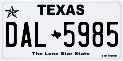 TX license plate DAL5985