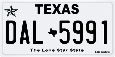 TX license plate DAL5991