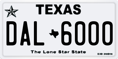TX license plate DAL6000