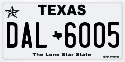 TX license plate DAL6005