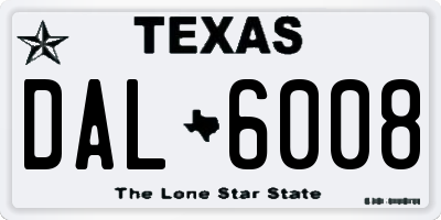 TX license plate DAL6008
