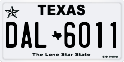 TX license plate DAL6011
