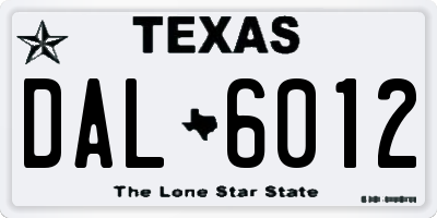 TX license plate DAL6012