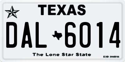 TX license plate DAL6014