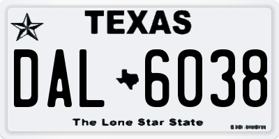 TX license plate DAL6038
