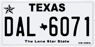 TX license plate DAL6071