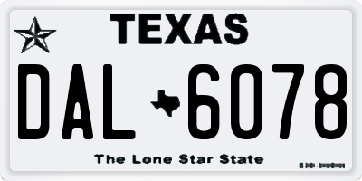 TX license plate DAL6078