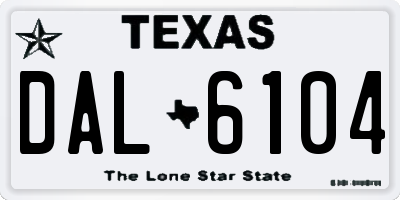 TX license plate DAL6104