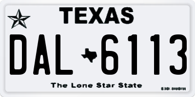 TX license plate DAL6113