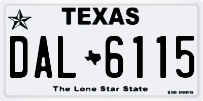 TX license plate DAL6115