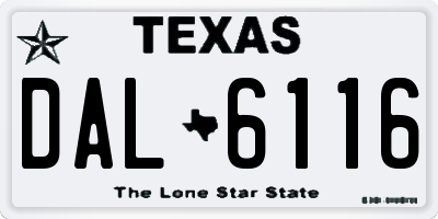 TX license plate DAL6116
