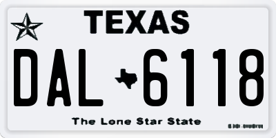 TX license plate DAL6118