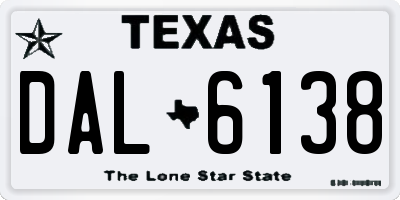 TX license plate DAL6138