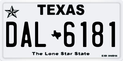 TX license plate DAL6181