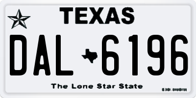 TX license plate DAL6196