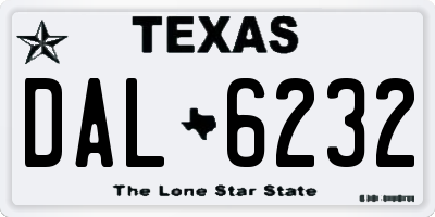 TX license plate DAL6232