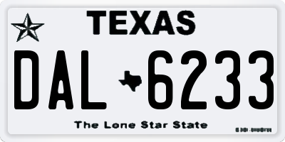 TX license plate DAL6233