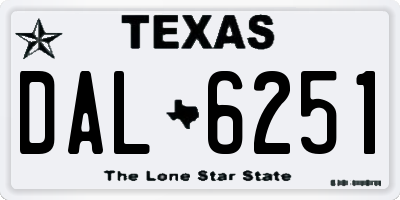 TX license plate DAL6251