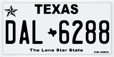 TX license plate DAL6288