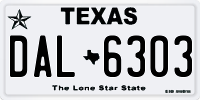 TX license plate DAL6303