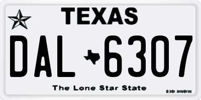 TX license plate DAL6307