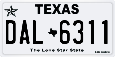 TX license plate DAL6311