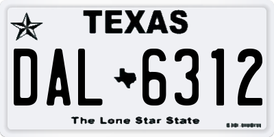 TX license plate DAL6312