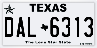 TX license plate DAL6313