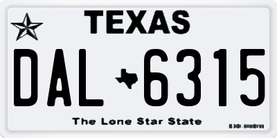 TX license plate DAL6315