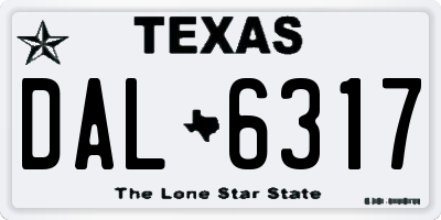 TX license plate DAL6317