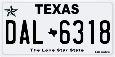 TX license plate DAL6318
