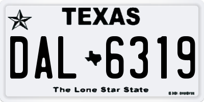 TX license plate DAL6319