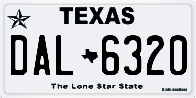 TX license plate DAL6320