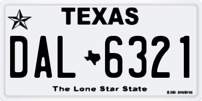 TX license plate DAL6321