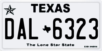 TX license plate DAL6323
