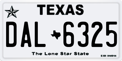 TX license plate DAL6325