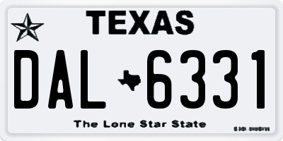 TX license plate DAL6331