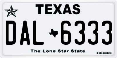 TX license plate DAL6333