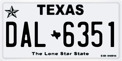 TX license plate DAL6351