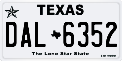 TX license plate DAL6352