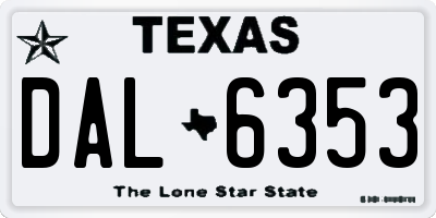 TX license plate DAL6353