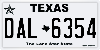 TX license plate DAL6354