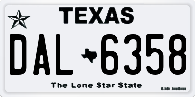 TX license plate DAL6358