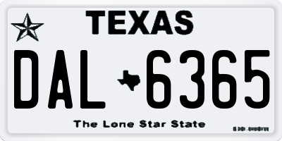 TX license plate DAL6365