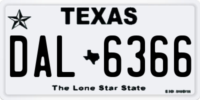TX license plate DAL6366